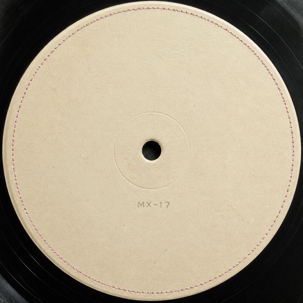 Cream paper centre label with matrix etching MX-17